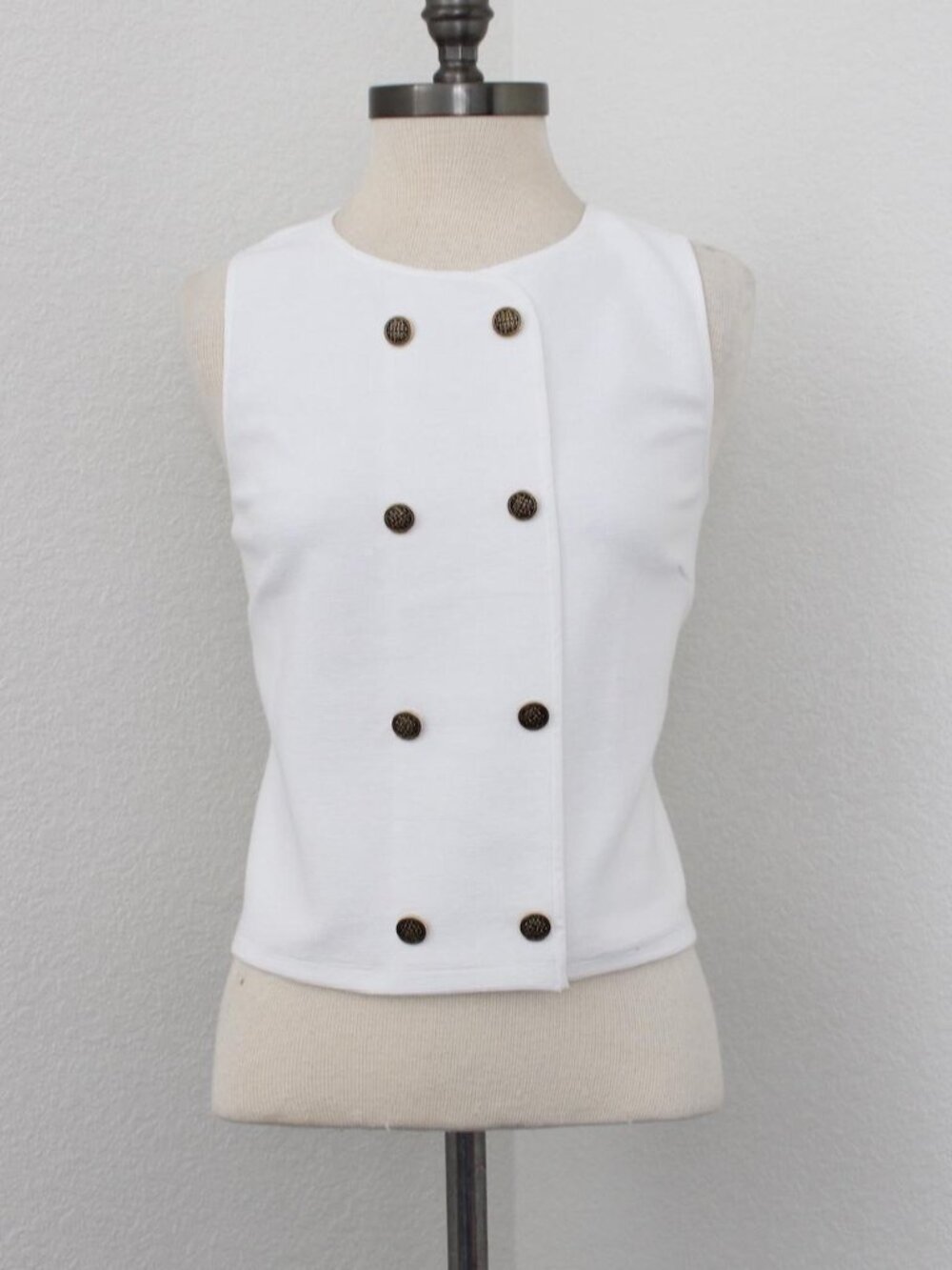 NWT Anthropologie white sleeveless tank with gold button details